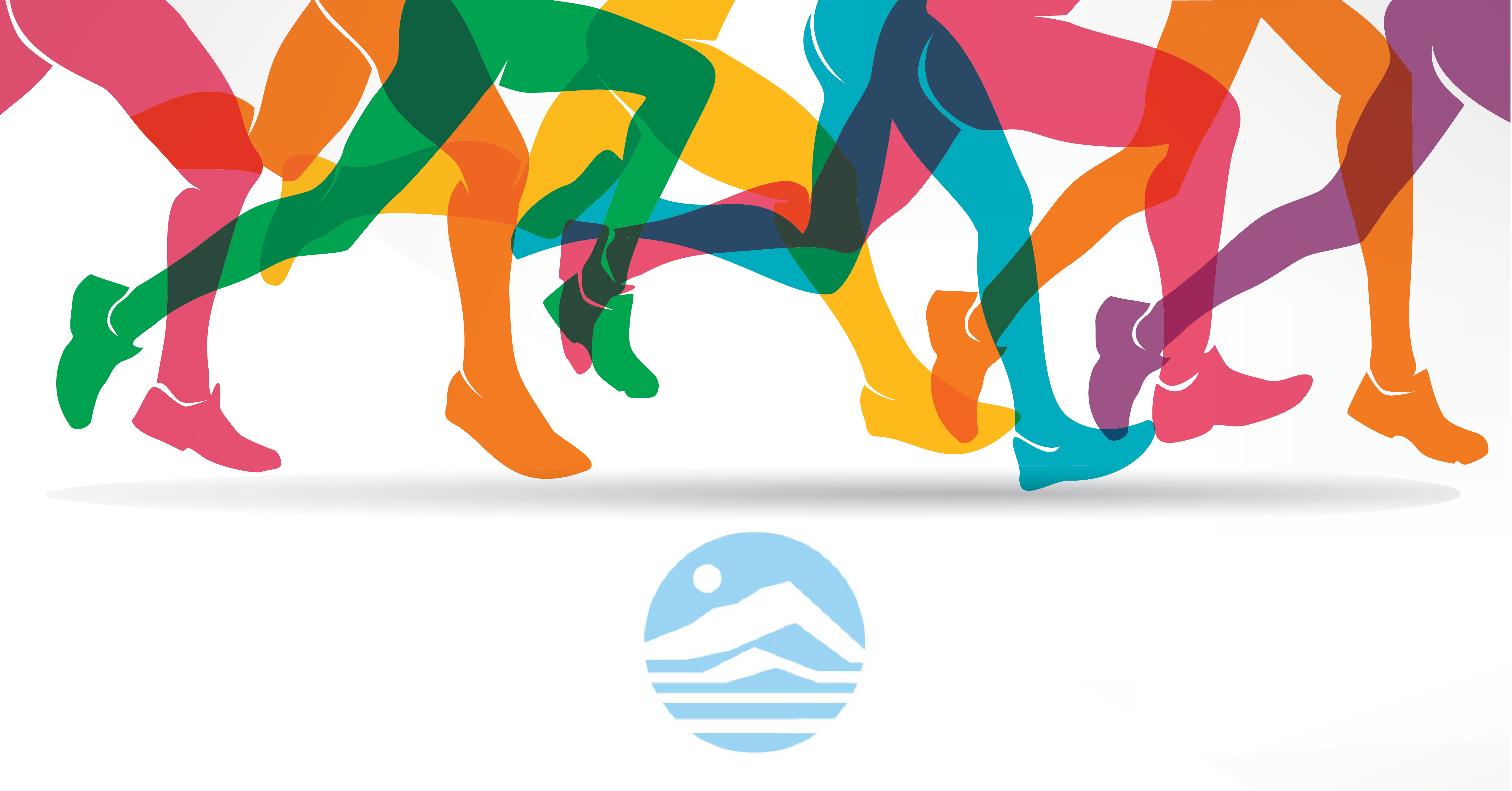 Colorful graphic of people running overtop of the Alaska Club logo 