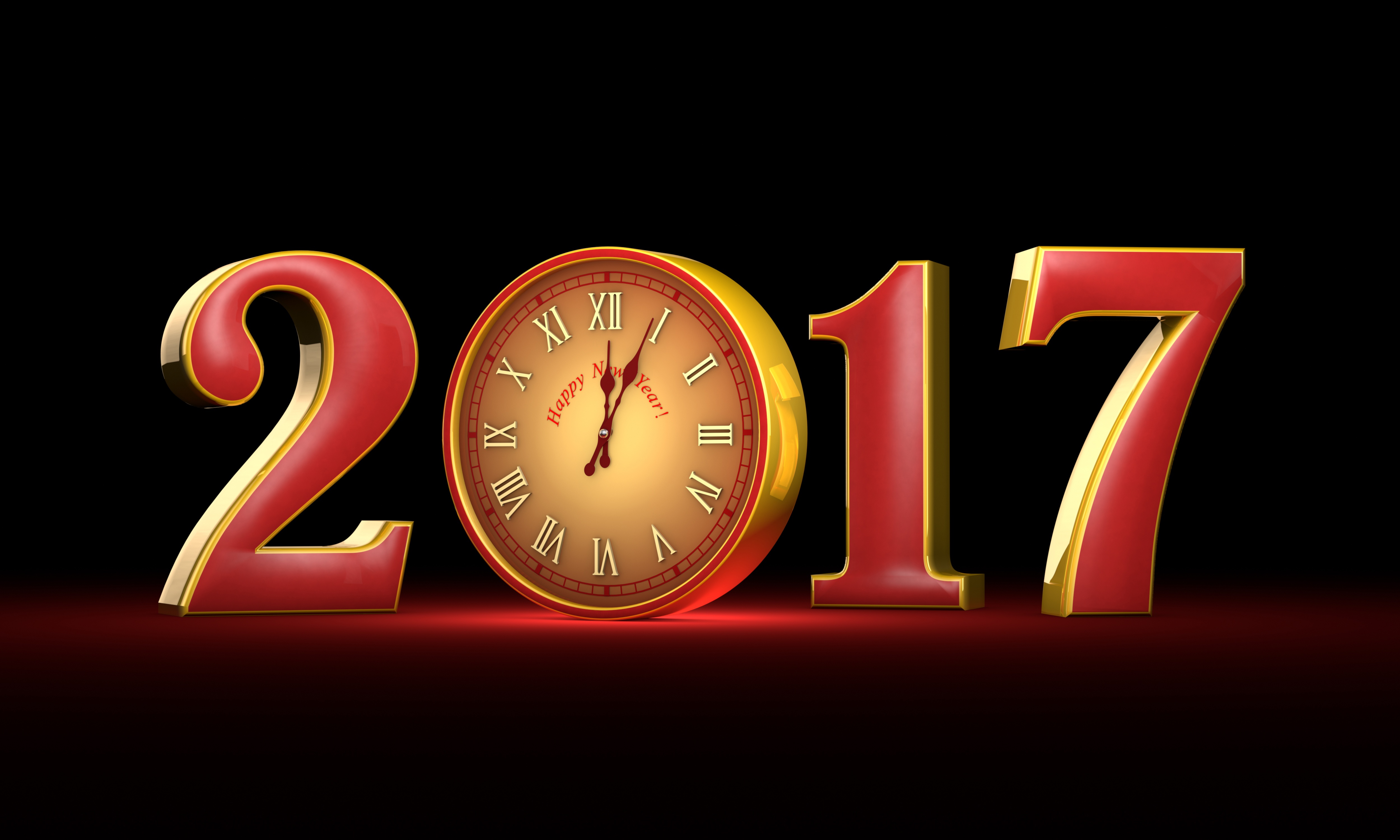 The number 2017 with a clock as an 0